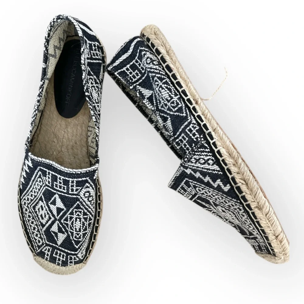 Rebecca Minkoff Gavin Geometric Espadrilles Size 8 Blue Cream Slip On Flats